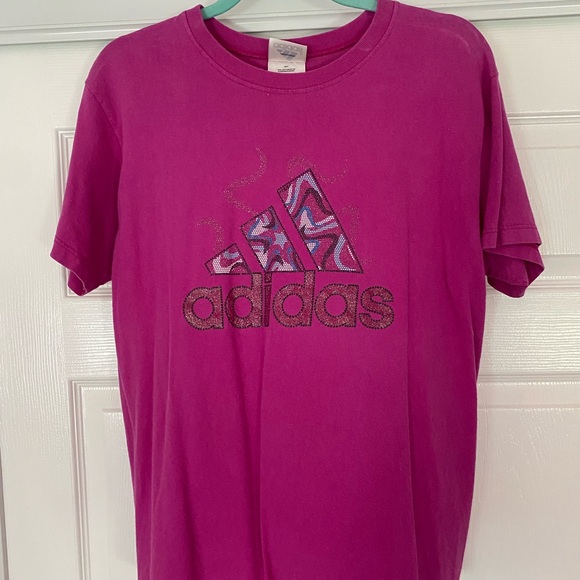 Adidas Magenta Glitter Graphic Tee - Picture 1 of 6